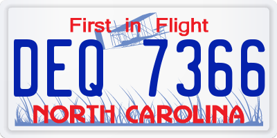 NC license plate DEQ7366