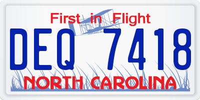 NC license plate DEQ7418