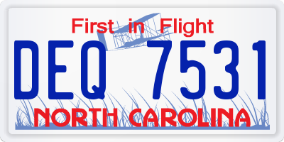 NC license plate DEQ7531