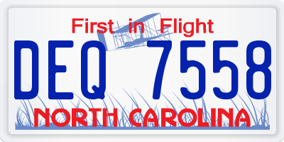 NC license plate DEQ7558