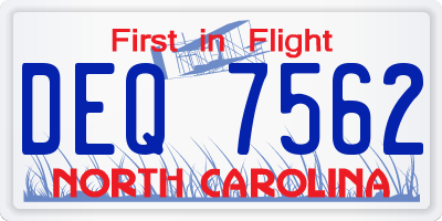 NC license plate DEQ7562