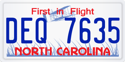 NC license plate DEQ7635