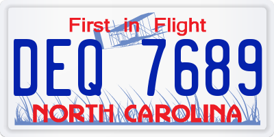 NC license plate DEQ7689