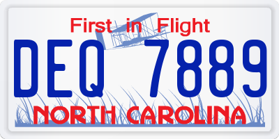 NC license plate DEQ7889