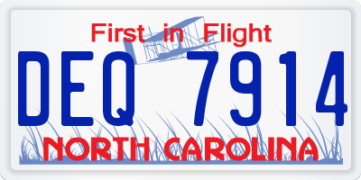 NC license plate DEQ7914