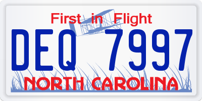 NC license plate DEQ7997