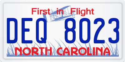 NC license plate DEQ8023