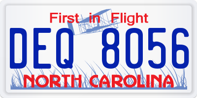 NC license plate DEQ8056