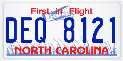 NC license plate DEQ8121