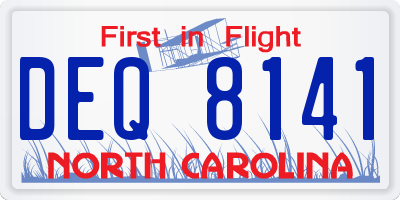 NC license plate DEQ8141