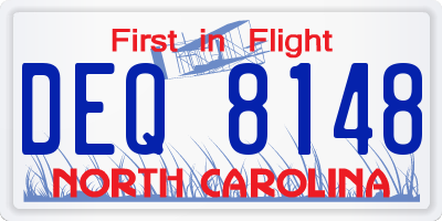 NC license plate DEQ8148