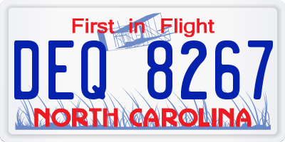 NC license plate DEQ8267