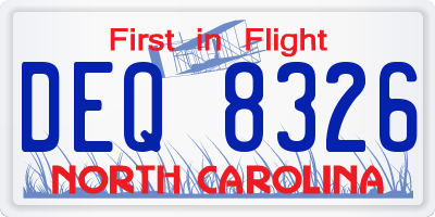 NC license plate DEQ8326