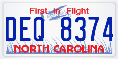 NC license plate DEQ8374