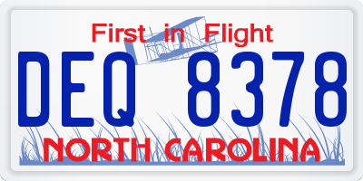 NC license plate DEQ8378