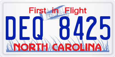 NC license plate DEQ8425
