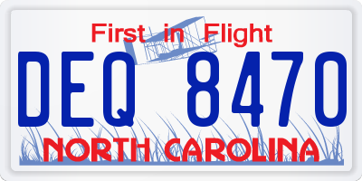 NC license plate DEQ8470