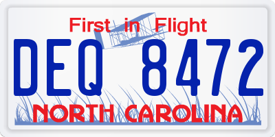NC license plate DEQ8472