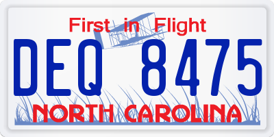NC license plate DEQ8475