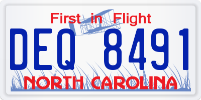NC license plate DEQ8491