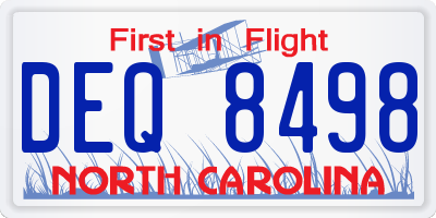 NC license plate DEQ8498