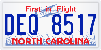 NC license plate DEQ8517