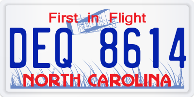 NC license plate DEQ8614