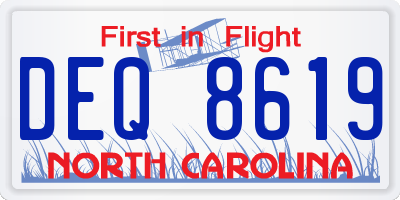 NC license plate DEQ8619