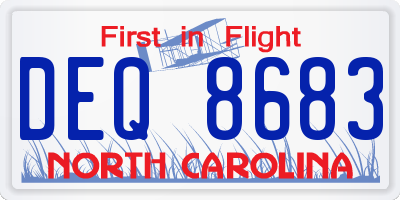 NC license plate DEQ8683