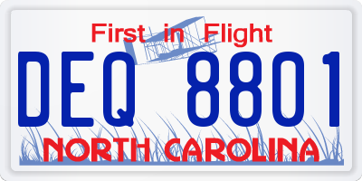 NC license plate DEQ8801
