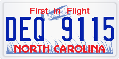 NC license plate DEQ9115