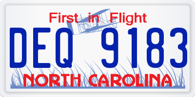 NC license plate DEQ9183