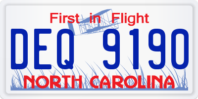 NC license plate DEQ9190