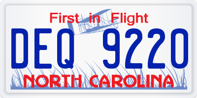 NC license plate DEQ9220