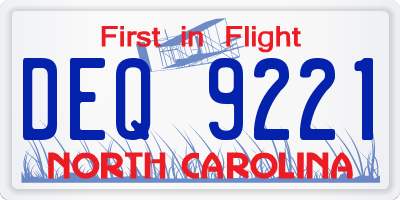 NC license plate DEQ9221
