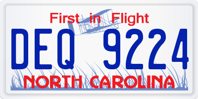 NC license plate DEQ9224