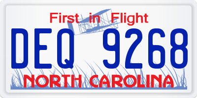 NC license plate DEQ9268