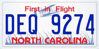 NC license plate DEQ9274