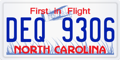NC license plate DEQ9306