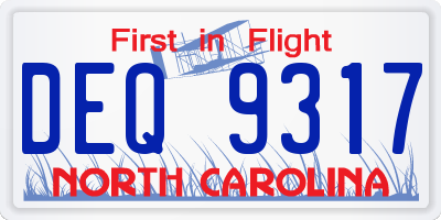 NC license plate DEQ9317