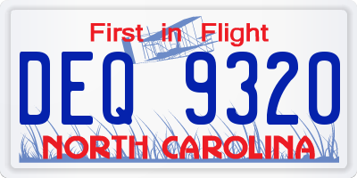 NC license plate DEQ9320