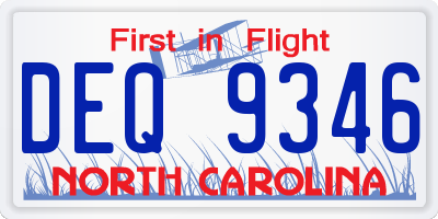 NC license plate DEQ9346