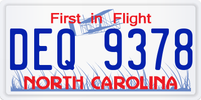 NC license plate DEQ9378