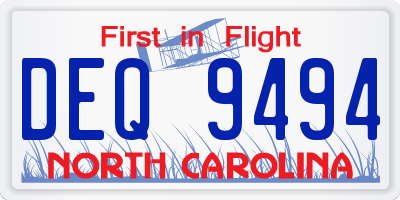 NC license plate DEQ9494
