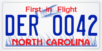 NC license plate DER0042