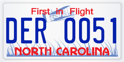 NC license plate DER0051