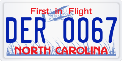 NC license plate DER0067
