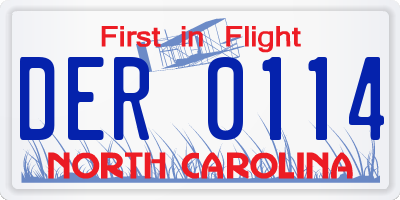 NC license plate DER0114