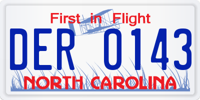 NC license plate DER0143