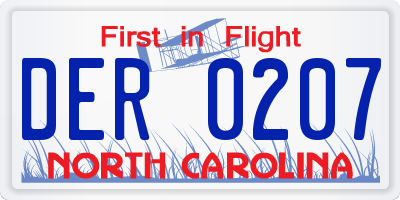 NC license plate DER0207